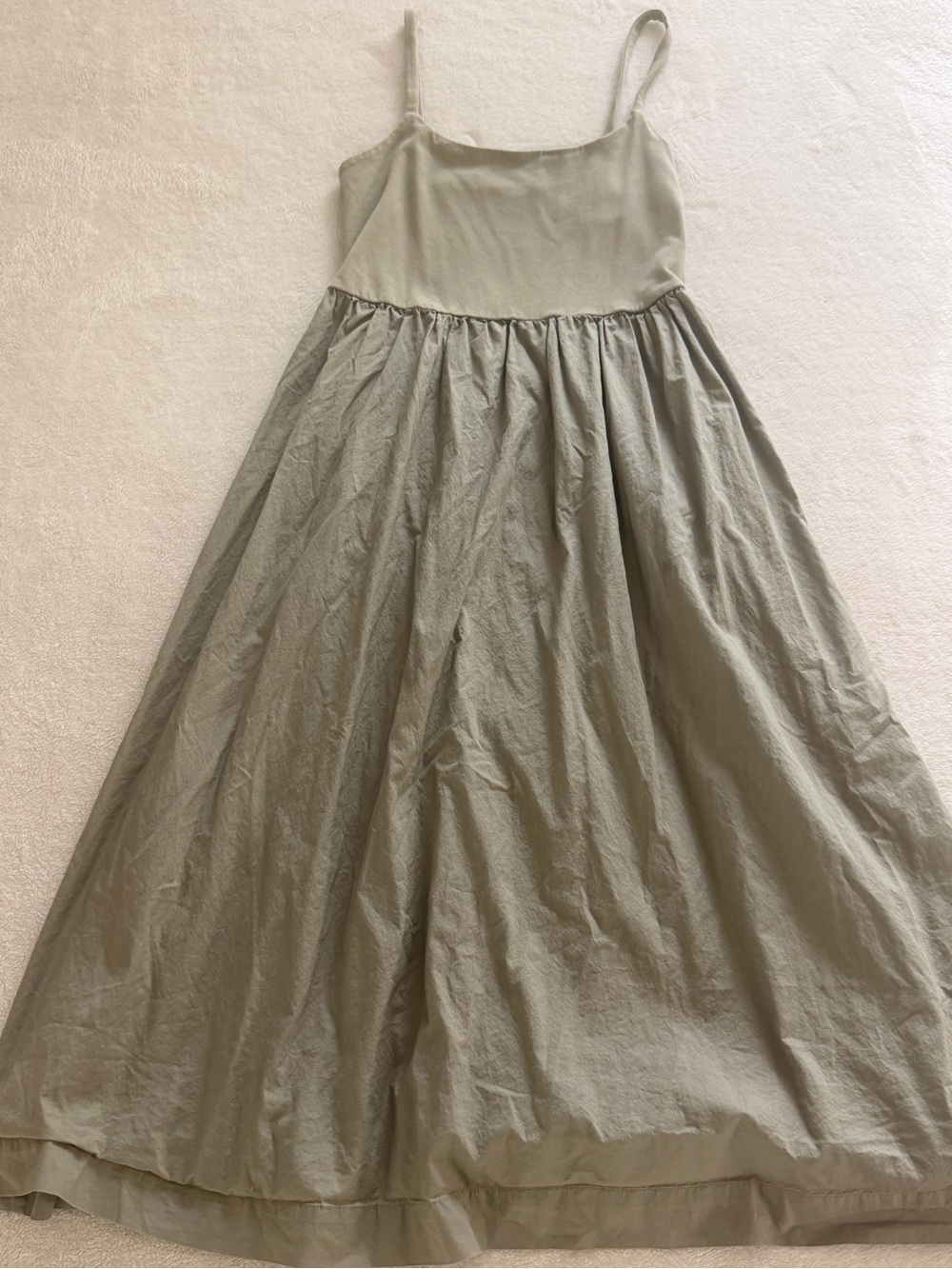 Light Olive A-Line Midi Skirt Dress